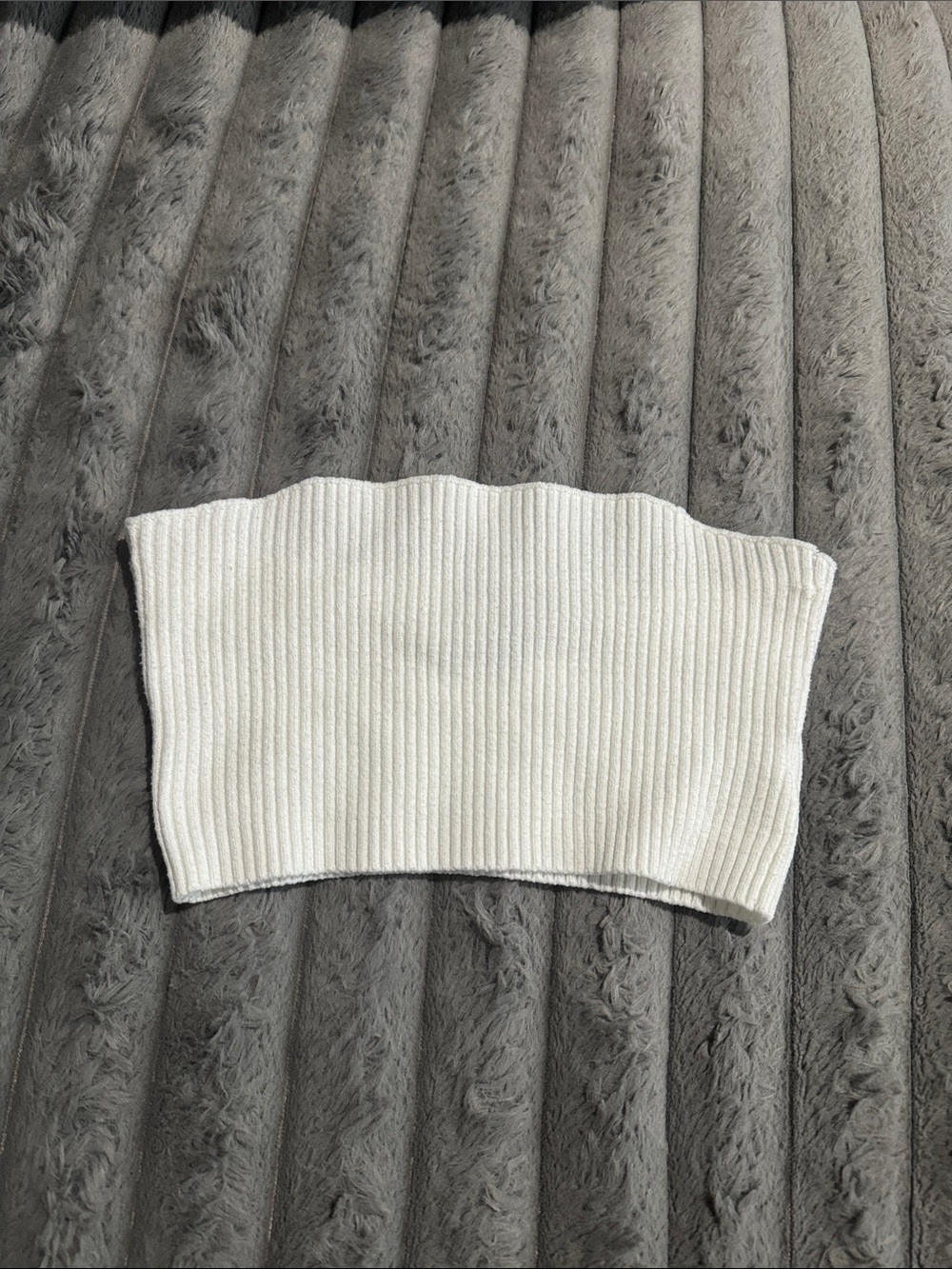 Forever 21 White Ribbed Strapless Tube Top